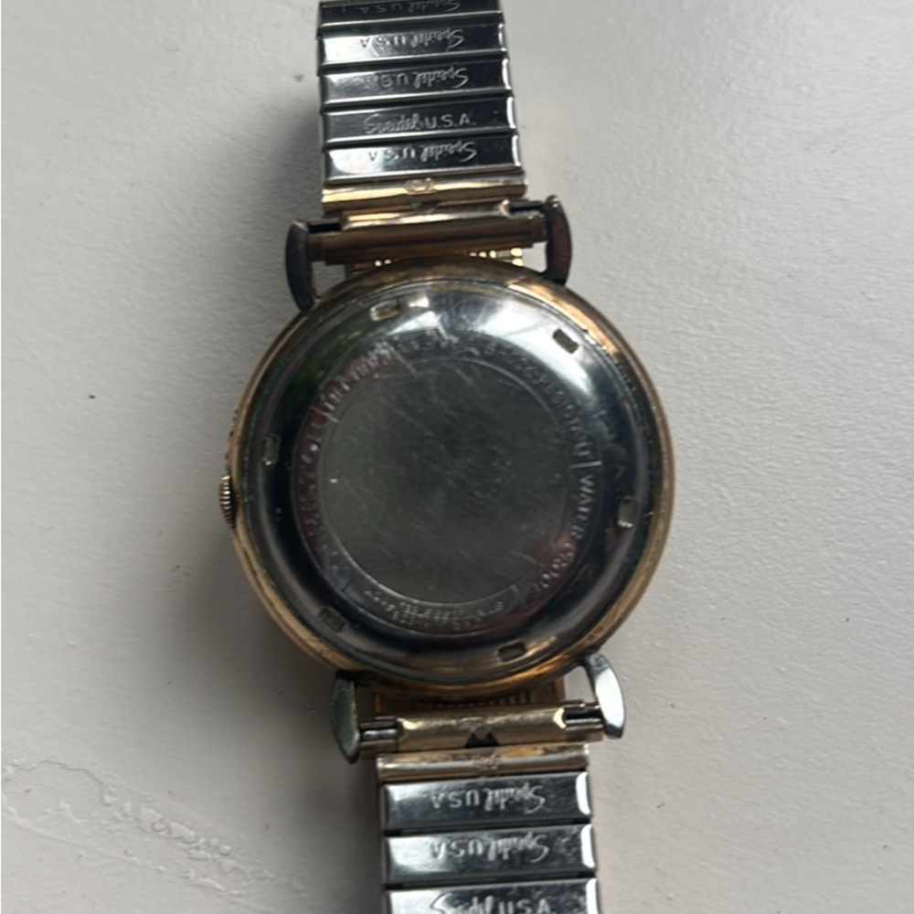 Vintage mens Hamilton Gold-Tone Watch with Black Dial - Picture 3 of 4